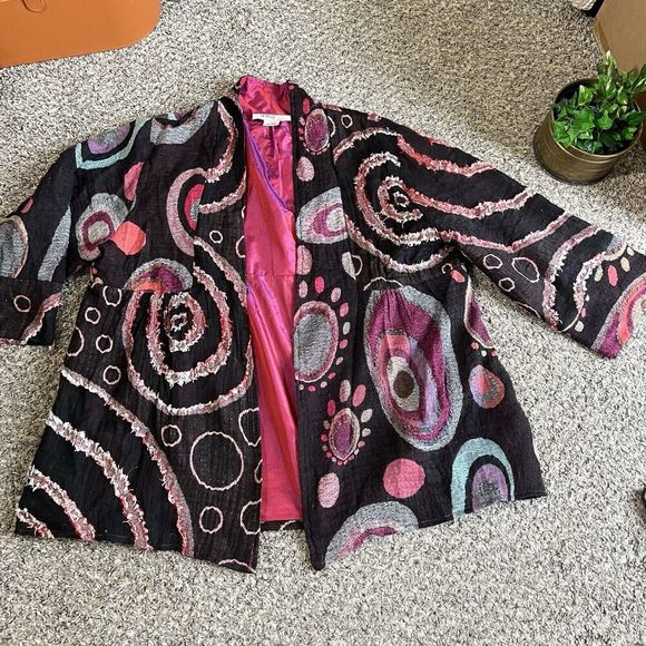 ANU cardigan sweater jacket 100% wool lagenlook hippie Boho Artsy Gypsy XL - Picture 6 of 7